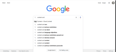 google autocomplete functionality content and to find related terms