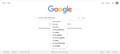how do i write content that google autocomplete functionality